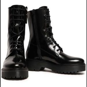 Maje Frank Polished Leather Ankle Boot